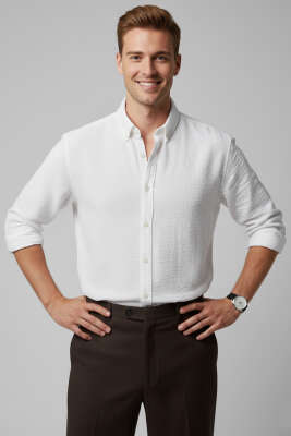 Basic Keten Erkek Gömlek Beyaz - GAVAZZİ