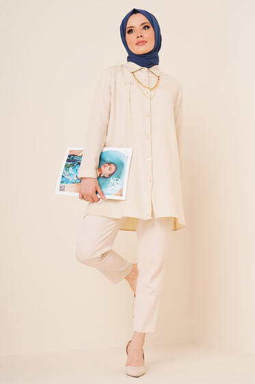 Basic Keten Gömlek Bej - Gömlek