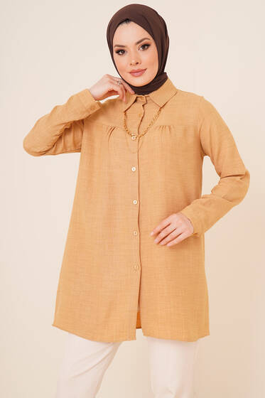 Basic Keten Gömlek Camel - Gömlek