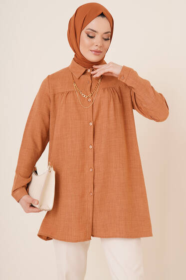 Basic Keten Gömlek Latte - Gömlek