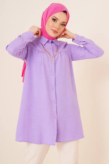 Basic Keten Gömlek Lila - Gömlek