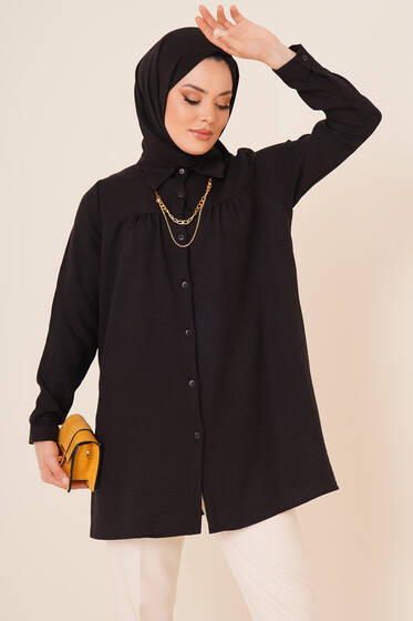 Basic Keten Gömlek Siyah - Gömlek