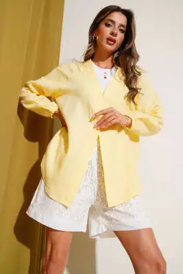 Basic Kimono Sarı - Kadın Giyim Modelleri