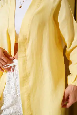 Basic Kimono Sarı - Kadın Giyim Modelleri