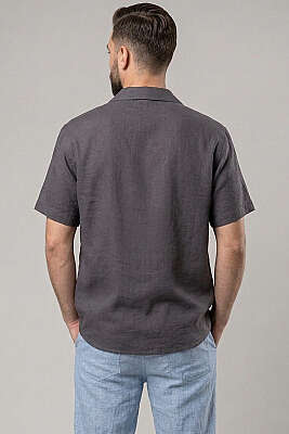 Basic Kısa Kol Tensel Erkek Gömlek Antrasit - Yılın Fırsatı