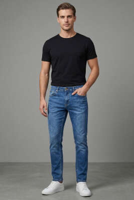 Basic Likralı Erkek Kot Pantolon Mavi - Erkek Pantolon