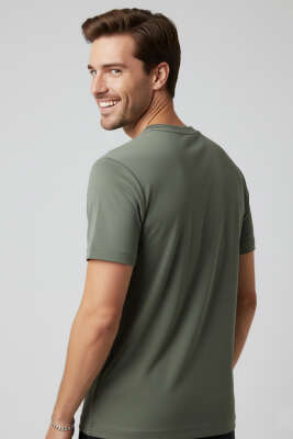 Basic Loyşa Erkek T-shirt Haki - Yılın Fırsatı