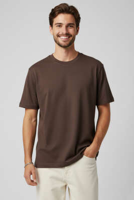 Basic Loyşa Erkek T-shirt Kahve - Yılın Fırsatı