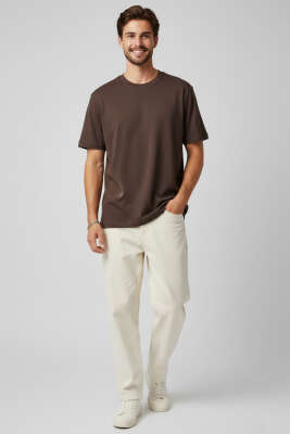 Basic Loyşa Erkek T-shirt Kahve - Yılın Fırsatı