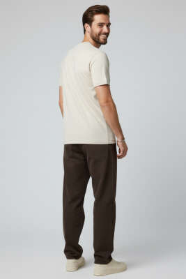 Basic Loyşa Erkek T-shirt Kemik - Yılın Fırsatı
