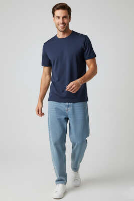 Basic Loyşa Erkek T-shirt Lacivert - Yılın Fırsatı