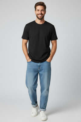 Basic Loyşa Erkek T-shirt Siyah - Erkek T-shirt