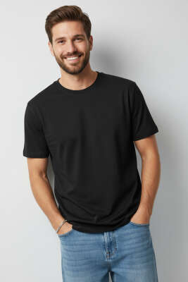 Basic Loyşa Erkek T-shirt Siyah 