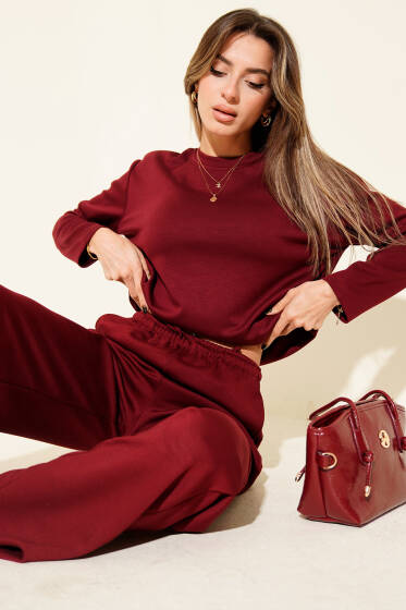Basic Loyşa İkili Takım Bordo - Kadın Giyim Modelleri