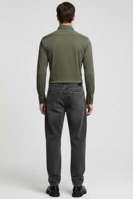 Basic Manşetli Erkek Gömlek Haki - Erkek Gömlek