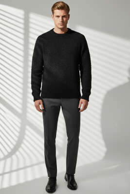 Basic Örme Triko Erkek Kazak Siyah - Erkek Kazak