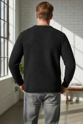 Basic Örme Triko Erkek Kazak Siyah - Erkek Kazak