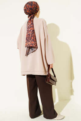 Basic Oversize Düğmeli Hırka Bej - 500-700 TL Ürünler