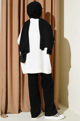 Basic Oversize Düğmeli Hırka Beyaz - Hırka