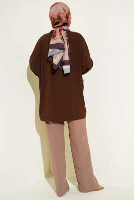 Basic Oversize Düğmeli Hırka Kahve - Hırka