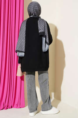 Basic Oversize Düğmeli Hırka Siyah - Hırka