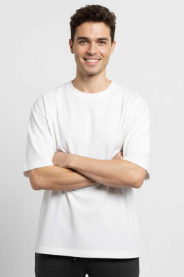 Basic Oversize Erkek T-shirt Beyaz - Erkek T-shirt