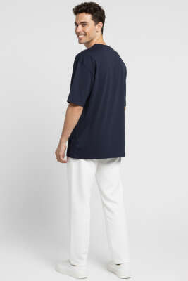 Basic Oversize Erkek T-shirt Lacivert - Erkek T-shirt