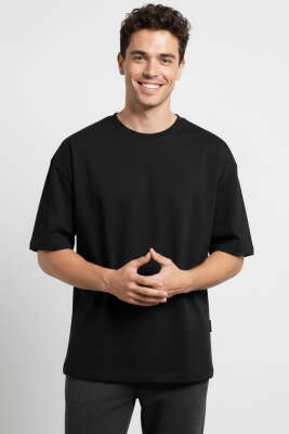 Basic Oversize Erkek T-shirt Siyah - Erkek Siyah Tişört
