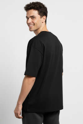 Basic Oversize Erkek T-shirt Siyah - Erkek Siyah Tişört