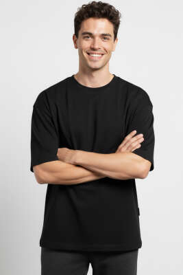 Basic Oversize Erkek T-shirt Siyah 
