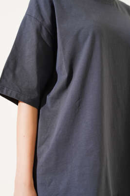Basıc Oversize T-Shirt Füme - Kadın Giyim Modelleri