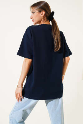 Basic Oversize T-shirt Lacivert - Kadın Giyim Modelleri
