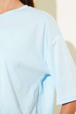 Basıc Oversize T-Shirt Bebe Mavi - Kadın Giyim Modelleri
