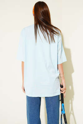 Basıc Oversize T-Shirt Bebe Mavi - Kadın Giyim Modelleri