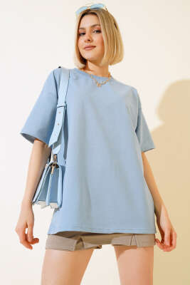 Basic Oversize T-shirt Bebe Mavi - Yeni Giyim