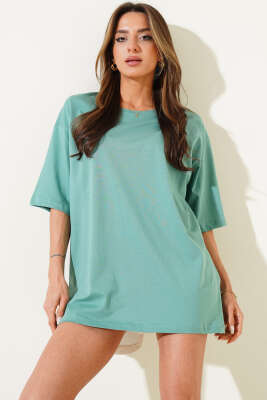 Basıc Oversize T-Shirt Çağla Yeşili - Kadın Giyim Modelleri