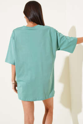 Basıc Oversize T-Shirt Çağla Yeşili - Kadın Giyim Modelleri