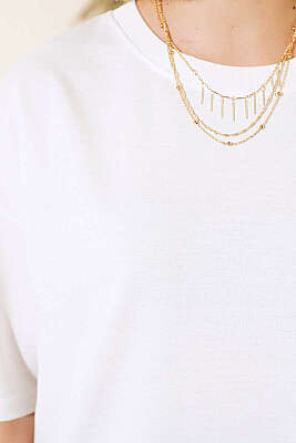 Basic Oversize T-shirt Ekru - Kadın Giyim Modelleri