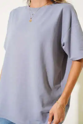 Basic Oversize T-shirt Gümüş - Kadın Giyim Modelleri