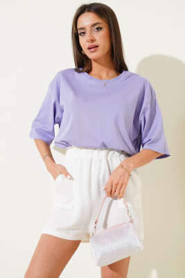 Basıc Oversize T-Shirt Lila 