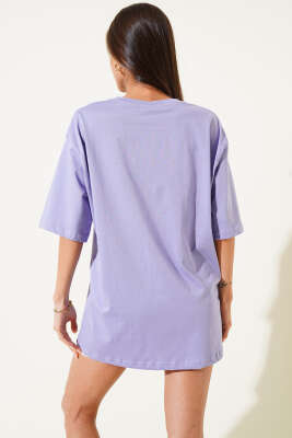 Basıc Oversize T-Shirt Lila - Kadın Giyim Modelleri