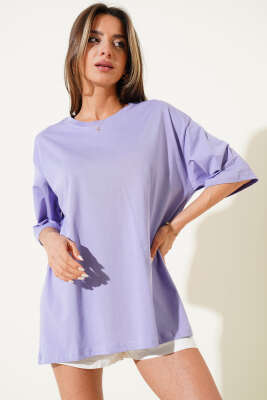Basıc Oversize T-Shirt Lila - Kadın Giyim Modelleri