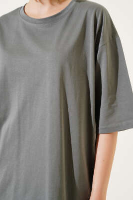 Basıc Oversize T-Shirt Nefti - Kadın Giyim Modelleri