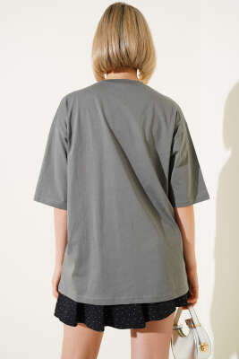 Basıc Oversize T-Shirt Nefti - Kadın Giyim Modelleri