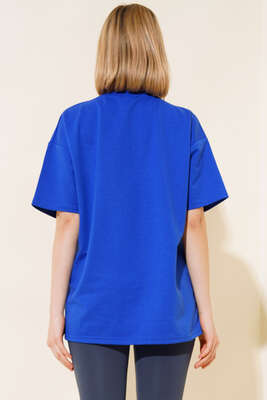 Basic Oversize T-shirt Saks - Yeni Giyim