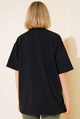 Basic Oversize T-shirt Siyah - Kadın Giyim Modelleri