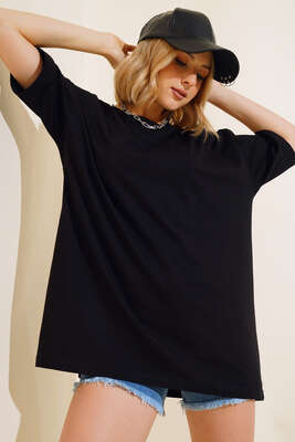 Basıc Oversize T-Shirt Siyah - Thumbnail
