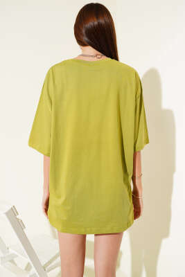 Basıc Oversize T-Shirt Yağ Yeşili - Kadın Giyim Modelleri
