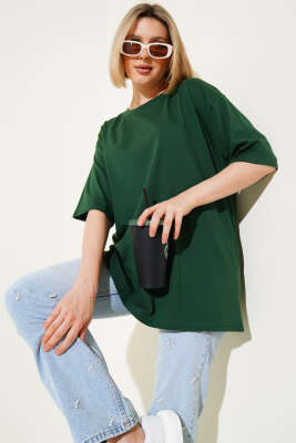 Basıc Oversize T-Shirt Yeşil 