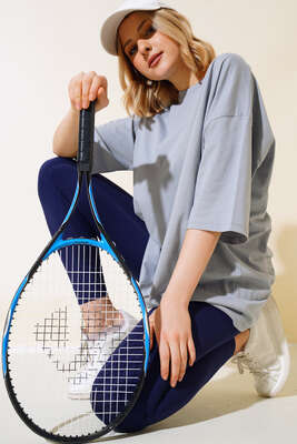 Basıc Oversize T-Shirt Kayrak Grisi 